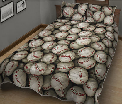 Baseballs 3D Print Quilt Bed Set