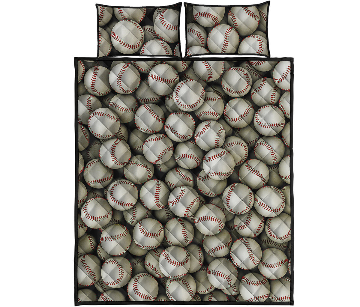 Baseballs 3D Print Quilt Bed Set