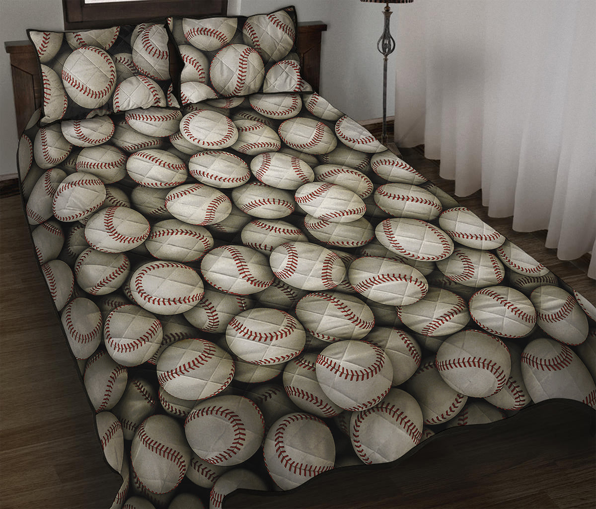 Baseballs 3D Print Quilt Bed Set