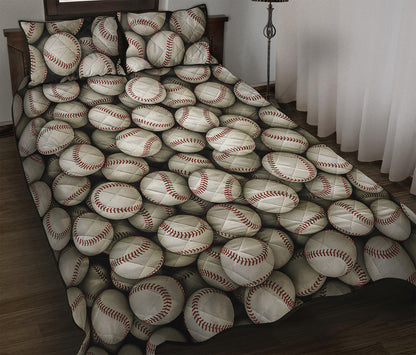 Baseballs 3D Print Quilt Bed Set
