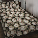 Baseballs 3D Print Quilt Bed Set