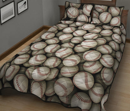 Baseballs 3D Print Quilt Bed Set