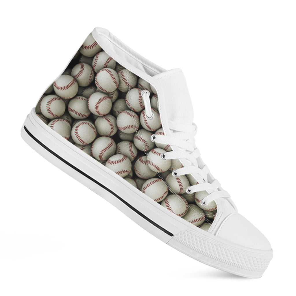 Baseballs 3D Print White High Top Shoes