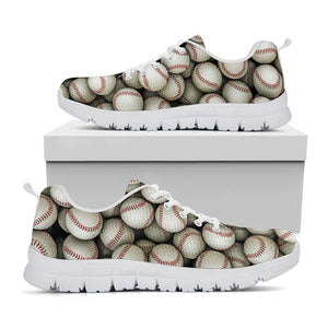 Baseballs 3D Print White Sneakers