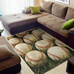 Baseballs On Field Print Area Rug