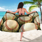 Baseballs On Field Print Beach Sarong Wrap