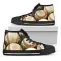 Baseballs On Field Print Black High Top Sneakers