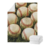 Baseballs On Field Print Blanket