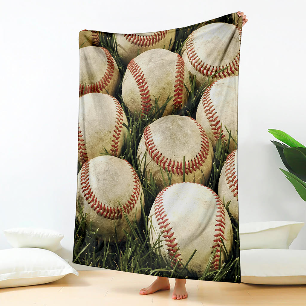 Baseballs On Field Print Blanket