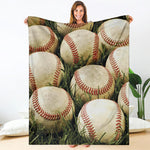 Baseballs On Field Print Blanket