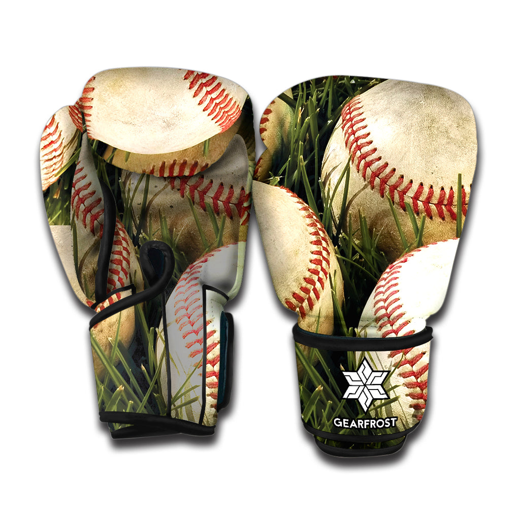 Baseballs On Field Print Boxing Gloves