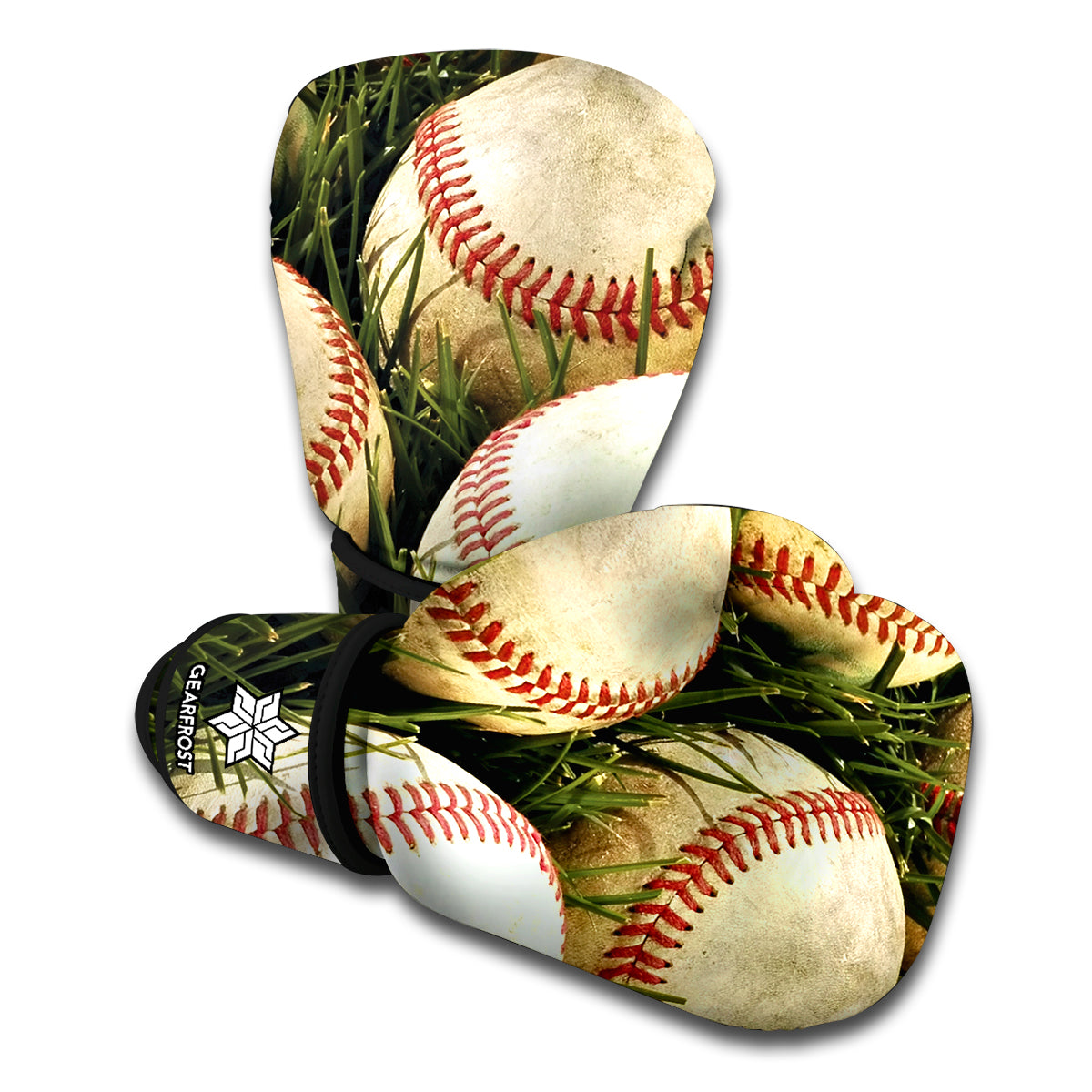 Baseballs On Field Print Boxing Gloves