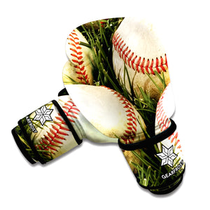 Baseballs On Field Print Boxing Gloves