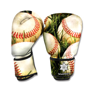 Baseballs On Field Print Boxing Gloves