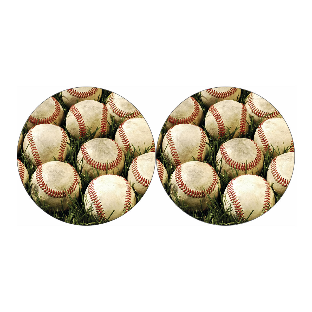 Baseballs On Field Print Car Coasters