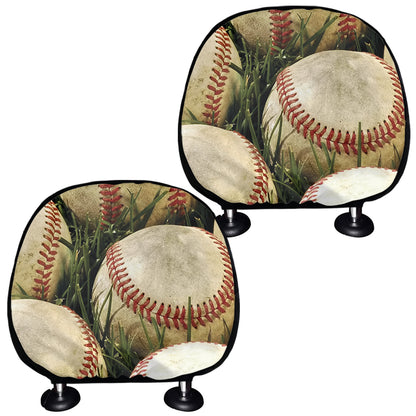 Baseballs On Field Print Car Headrest Covers