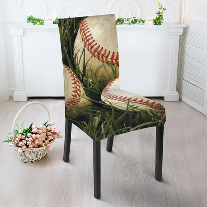 Baseballs On Field Print Dining Chair Slipcover
