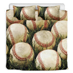 Baseballs On Field Print Duvet Cover Bedding Set