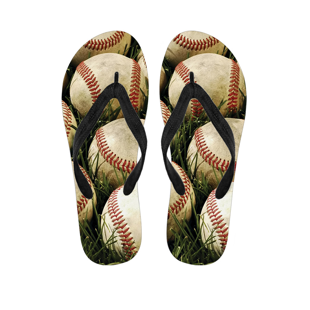 Baseballs On Field Print Flip Flops