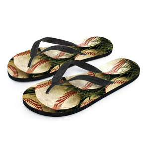 Baseballs On Field Print Flip Flops