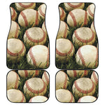 Baseballs On Field Print Front and Back Car Floor Mats