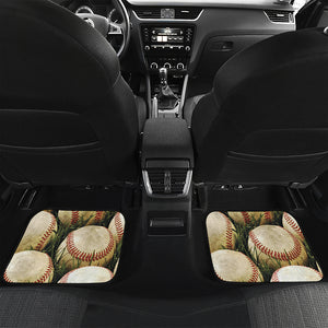 Baseballs On Field Print Front and Back Car Floor Mats