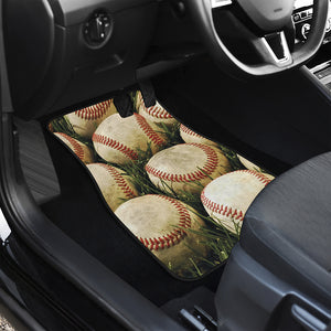 Baseballs On Field Print Front and Back Car Floor Mats