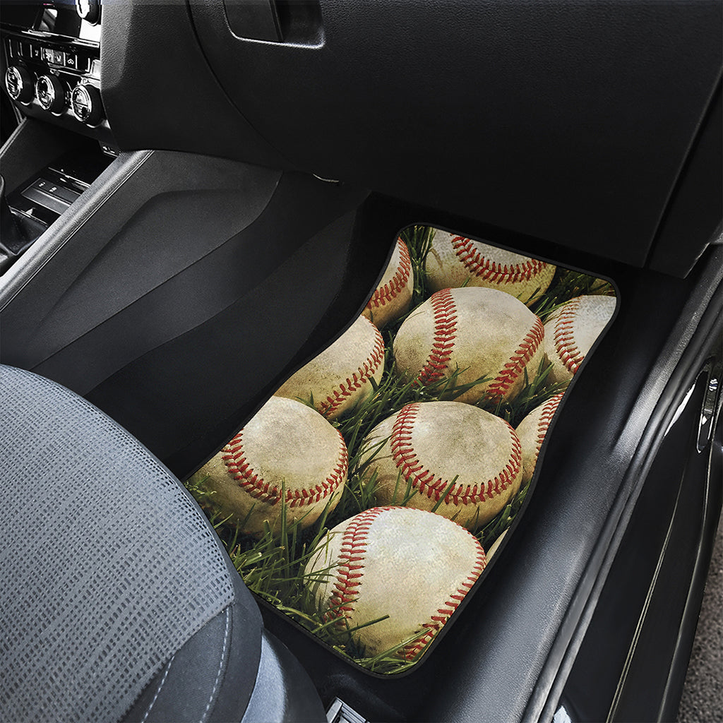 Baseballs On Field Print Front and Back Car Floor Mats