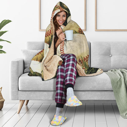 Baseballs On Field Print Hooded Blanket