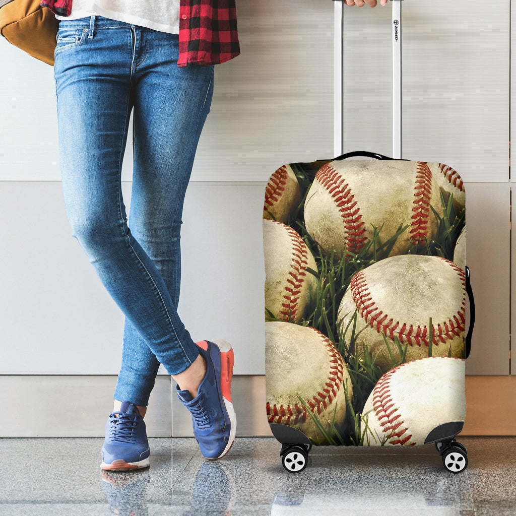 Baseballs On Field Print Luggage Cover