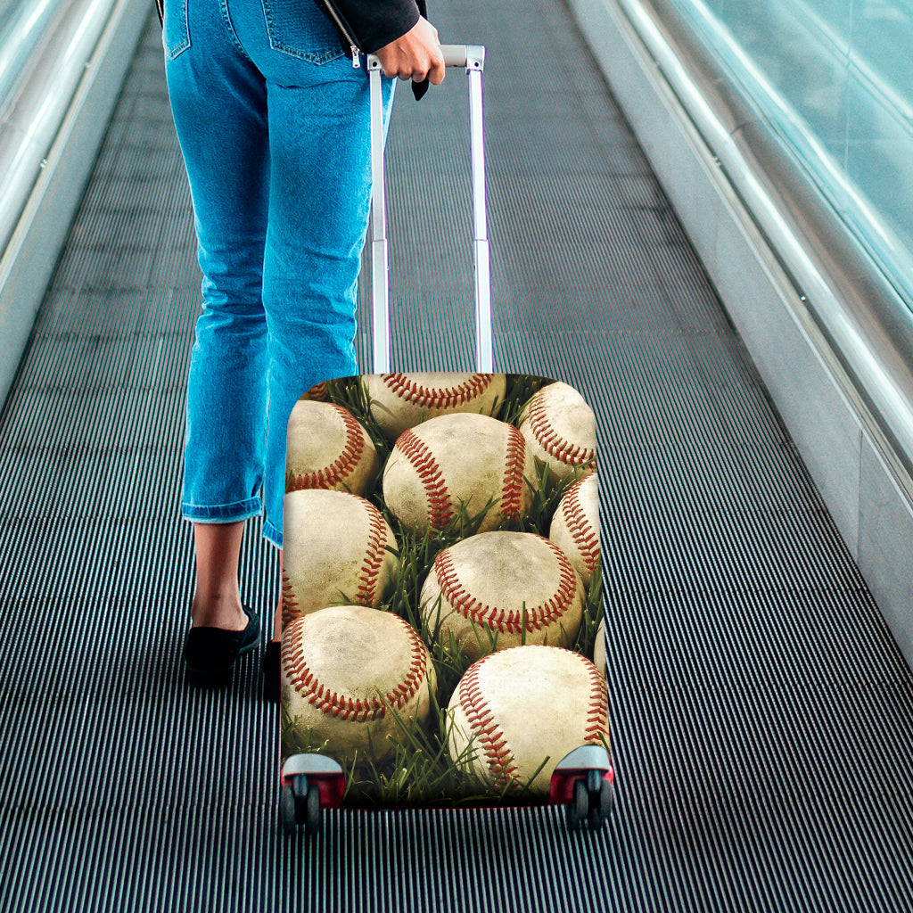 Baseballs On Field Print Luggage Cover