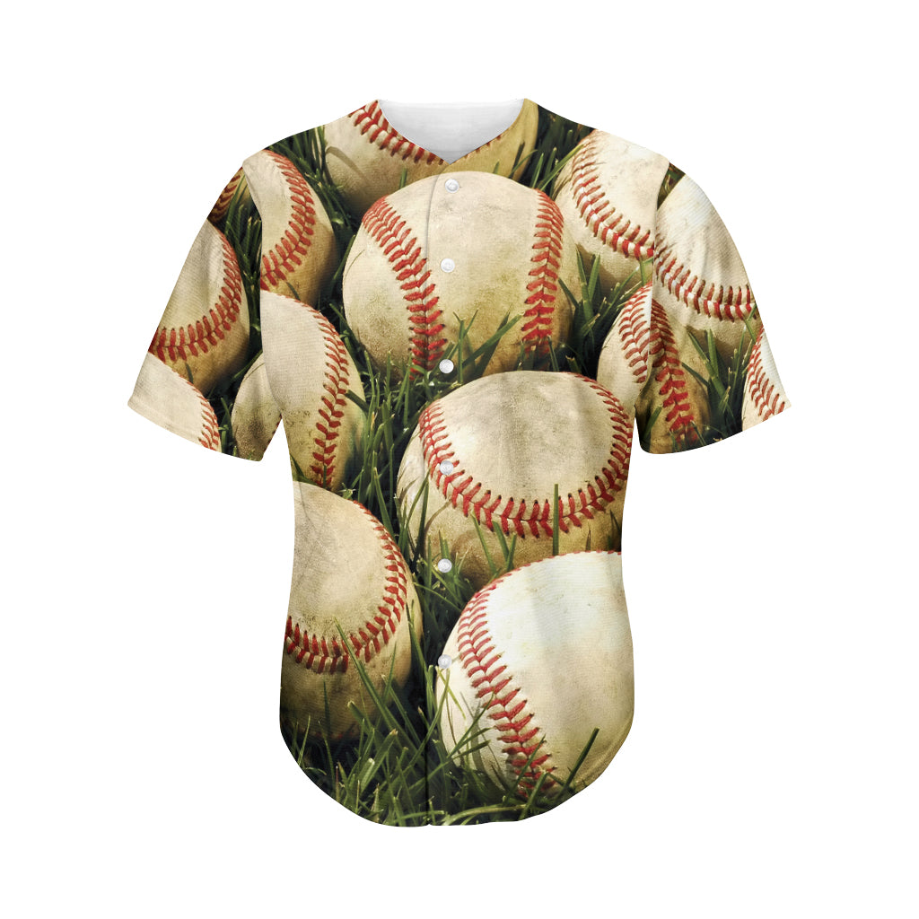 Baseballs On Field Print Men's Baseball Jersey