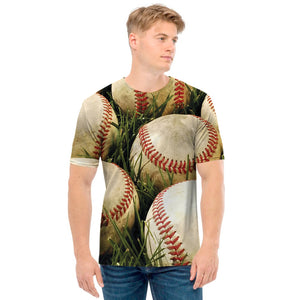 Baseballs On Field Print Men's T-Shirt