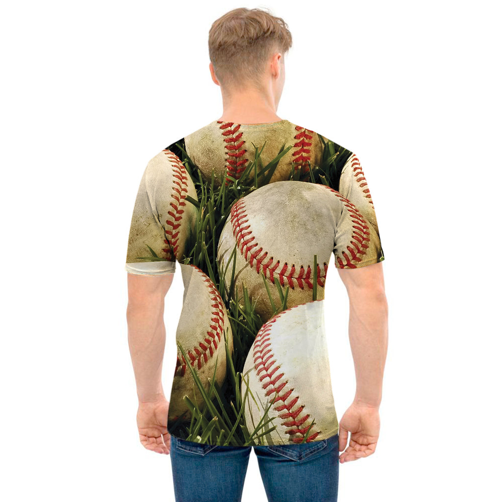 Baseballs On Field Print Men's T-Shirt