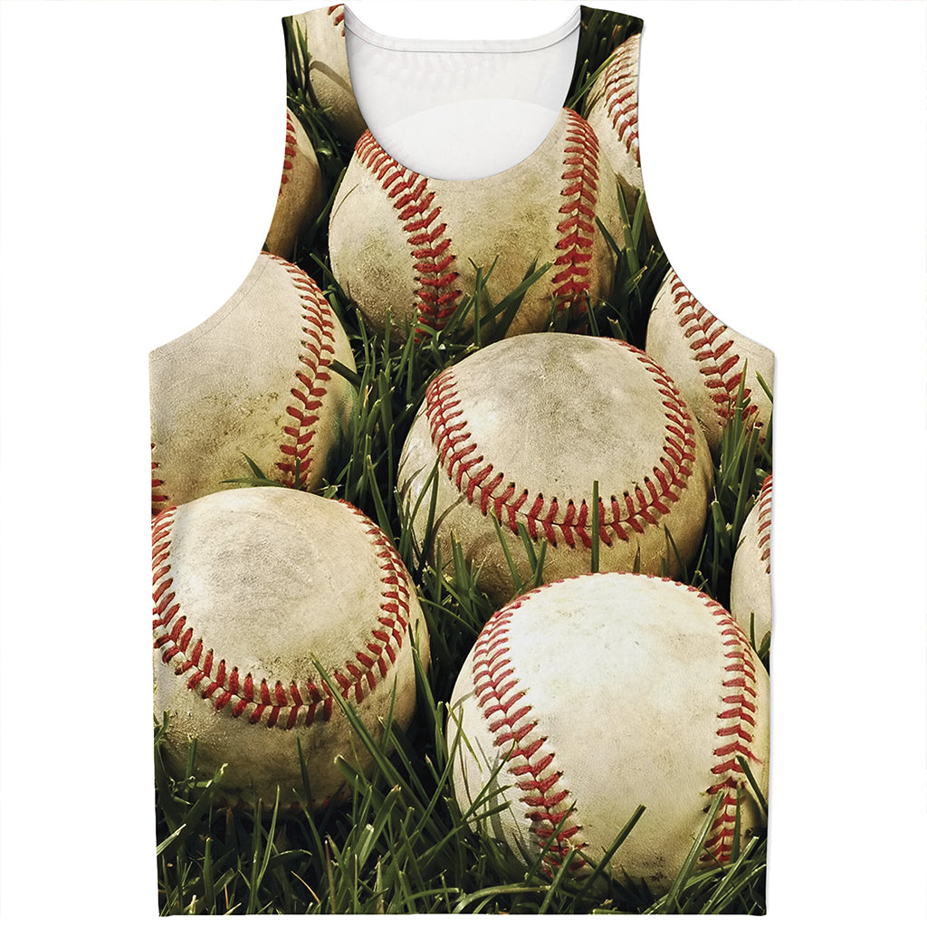 Baseballs On Field Print Men's Tank Top