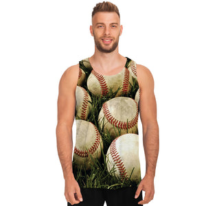 Baseballs On Field Print Men's Tank Top