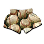 Baseballs On Field Print Muay Thai Boxing Shorts