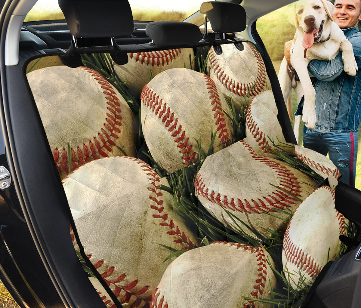 Baseballs On Field Print Pet Car Back Seat Cover