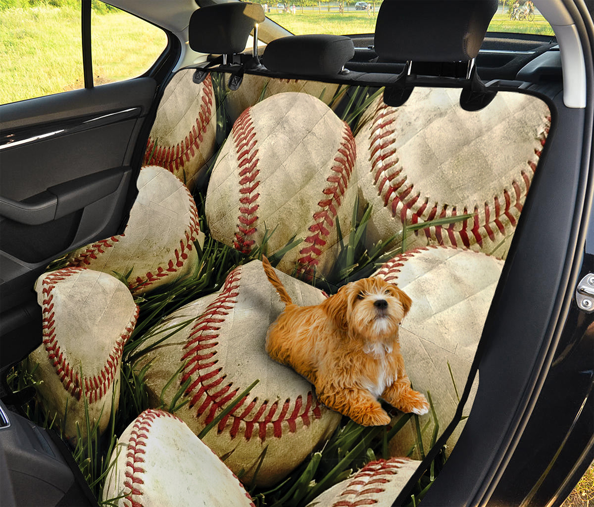 Baseballs On Field Print Pet Car Back Seat Cover