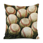 Baseballs On Field Print Pillow Cover
