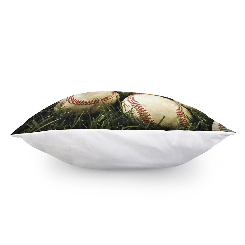 Baseballs On Field Print Pillow Cover