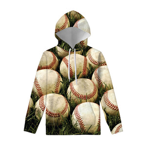 Baseballs On Field Print Pullover Hoodie