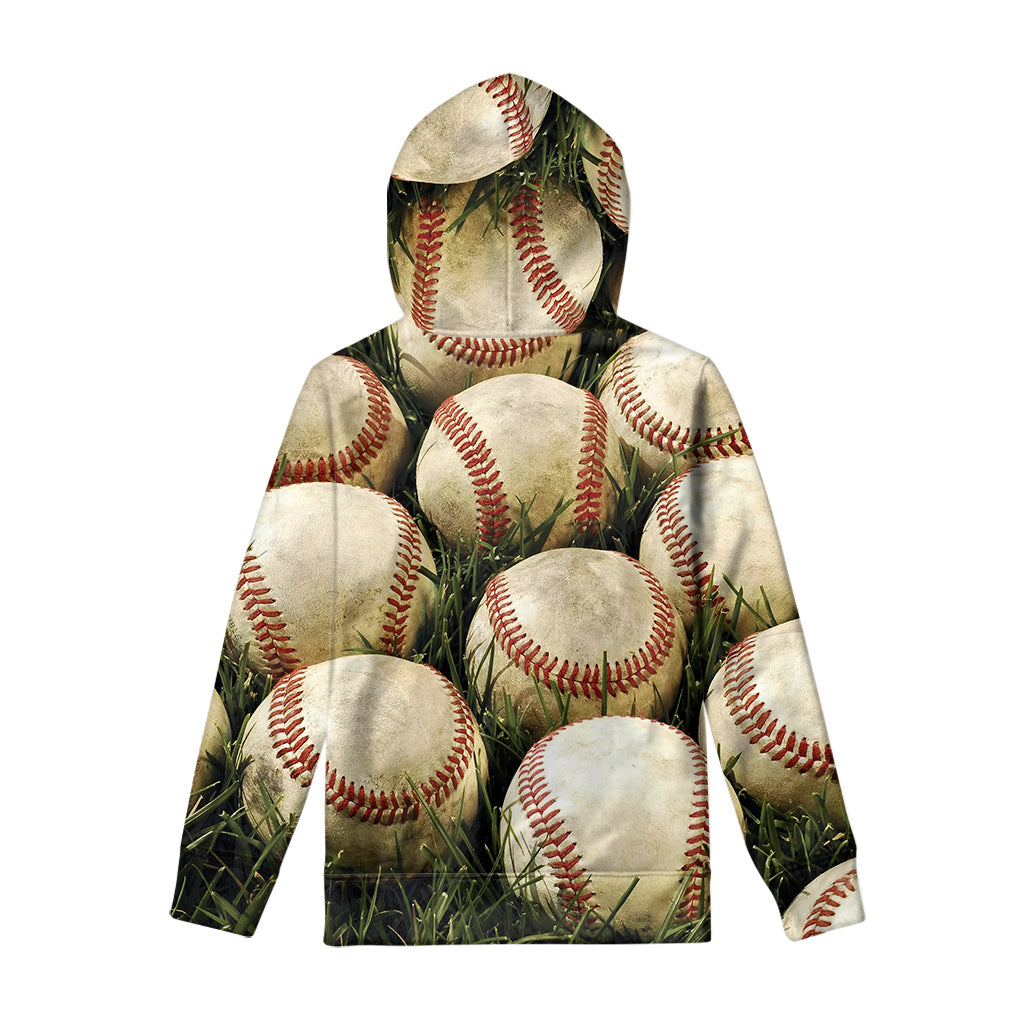 Baseballs On Field Print Pullover Hoodie