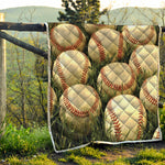 Baseballs On Field Print Quilt