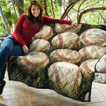 Baseballs On Field Print Quilt