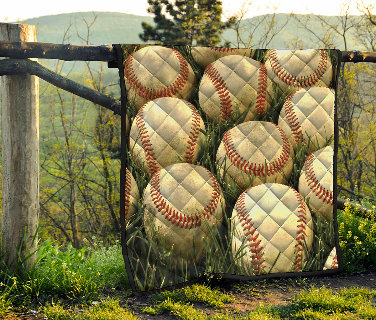 Baseballs On Field Print Quilt