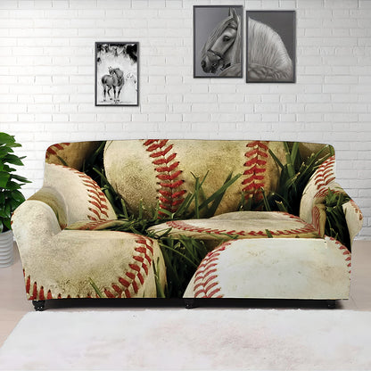 Baseballs On Field Print Sofa Cover