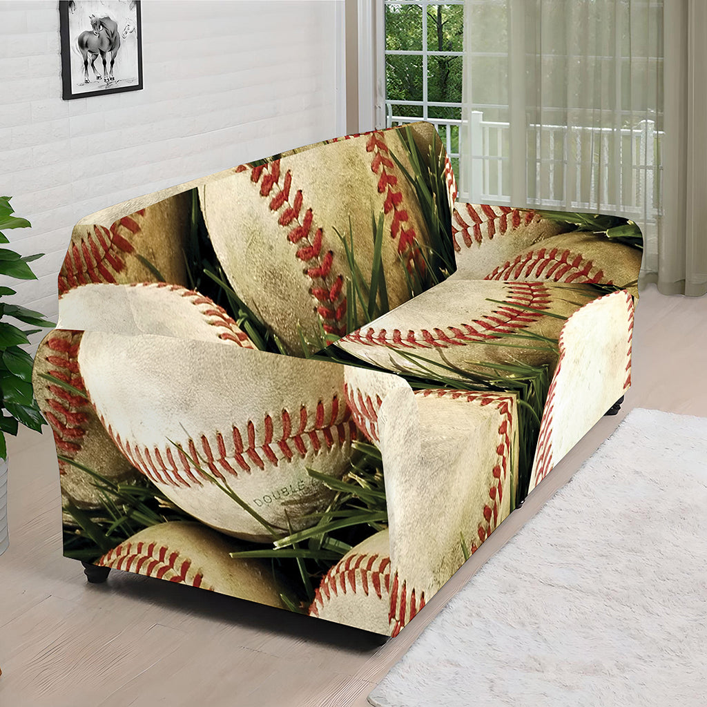 Baseballs On Field Print Sofa Cover