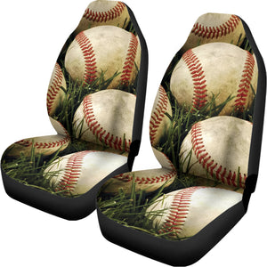 Baseballs On Field Print Universal Fit Car Seat Covers