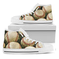 Baseballs On Field Print White High Top Sneakers